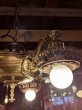 画像9: 1920'S30'S　アールデコ　シーリングライト　パンランプ　3灯　シャンデリア　真鍮　ベアバルブ　スイッチ付　ソケットサラウンド　装飾　アンティーク　ビンテージ (9)