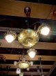 画像3: 1920'S30'S　アールデコ　シーリングライト　パンランプ　3灯　シャンデリア　真鍮　ベアバルブ　スイッチ付　ソケットサラウンド　装飾　アンティーク　ビンテージ (3)