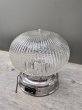 画像9: 1930'S 1940'S　シーリングライト　1灯　リブドクリアガラスシェード　ジェリーフィッシュシェイプ　フラッシュマウント　クロムメッキ　スイッチ付き　アンティーク　ビンテージ (9)