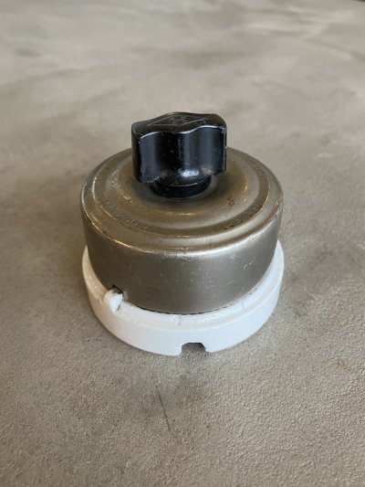 画像1: 1910'S 20'S　DIAMOND H SWITCH　サーフェイススイッチ　大型　ロータリースイッチ　ターンスイッチ　スナップスイッチ　ブラス　ニッケルメッキ　ベークライト　ポーセリン　アンティーク　ビンテージ