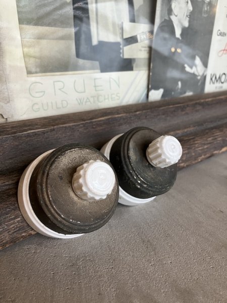 画像1: 1900'S 10'S    アーリーエレクトリック　アメリカ製　サーフェイススイッチ　THE PES MFG.CO　PERKINS　大型　ロータリースイッチ　ターンスイッチ　ブラス　ニッケルメッキ　ポーセリン　アンティーク　ビンテージ  (1)