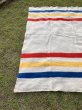画像23: 1950'S　J.C.PENNY CO.Inc　Golden Down　ALL WOOL BLANKET　ペニーズ　J.C.ペニー　ウール ブランケット　マルチカラー　ストライプ　キャンプ　アウトドア　ハドソンベイ風　アンティーク　ビンテージ (23)