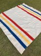 画像7: 1950'S　J.C.PENNY CO.Inc　Golden Down　ALL WOOL BLANKET　ペニーズ　J.C.ペニー　ウール ブランケット　マルチカラー　ストライプ　キャンプ　アウトドア　ハドソンベイ風　アンティーク　ビンテージ (7)