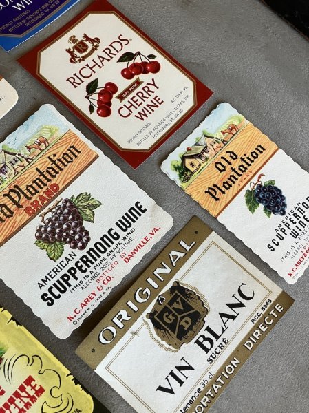 画像6: 1920’S 30'S 40'S 50'S 60'S　57pcs/set　ヴィンテージ　デッドストック　ワインラベル　フランス　アメリカ　アップルワイン　ピーチワイン　チェリーワイン　赤ワイン　白ワイン　ラベル　アドバタイシング　デザインサンプルに　店舗ディスプレイに　57枚セット　アンティーク　ビンテージ (6)