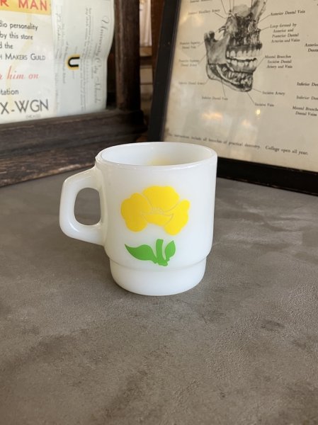 画像14: 1960'S 70'S　Fire-King　スタッキングマグ　FOXY FLOWERS　フォクシーフラワーズ　ポピー　アンカーホッキング　ファイヤーキング　レッド＆イエロー　ミントコンディション　アンティーク　ビンテージ (14)