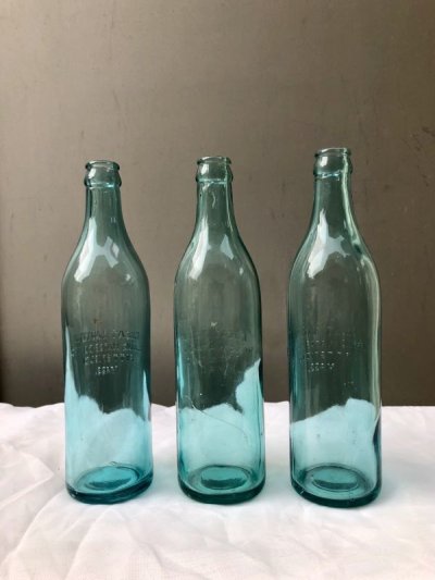 画像3: 1900'S 1910'S　GREAT RADIUM SPRING WATER CO.　AQUA GLASS　気泡ガラス　SODA BOTTLE　ソーダボトル　ポップボトル　ガラス瓶　Reed Glass　クリアガラス　色付きガラス　一輪挿し　フラワーベース　アンティーク　ビンテージ