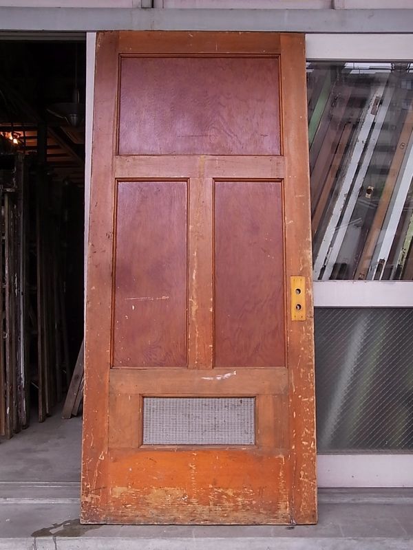 1920'S　アンティーク　木製ドア　ベアウッド　アルミルーバー　通気口　ビンテージ