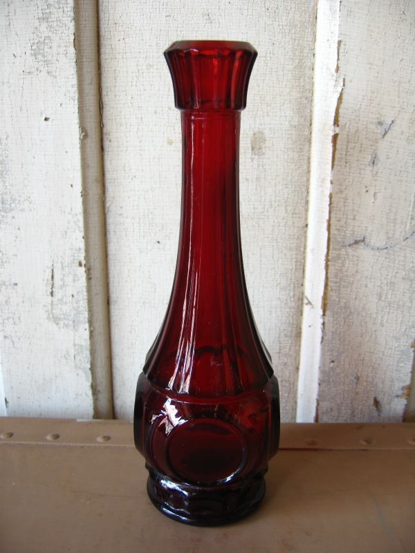 花瓶 1970'S フラワーベース イタリアンガラス レッド/// ロストアンド