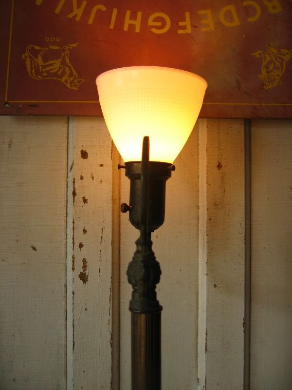1930'S アールデコ フロアランプ ミルクガラスシェード 装飾 1灯 真鍮 ...