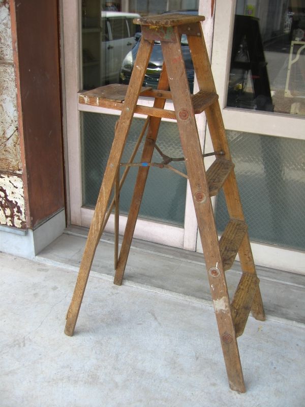 ウッドステップラダー　Rid Jid　はしご　木製脚立　大型　5段　アンティーク　ビンテージ