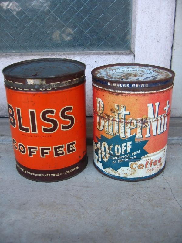 コーヒー缶 BLISS COFFEE Butter-Nut ティン缶 蓋付き