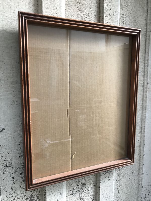 アンティーク フレーム ウッド 木製フレーム ガラス 背板付き 額縁