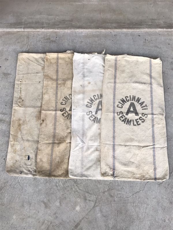 1930'S 40'S　シードサック　コットンサック　ダッフルバッグ　ステンシル　CINCINNATI SEAMLESS　穀物袋　ずた袋　頭陀袋　 ズタ袋　メールバッグ　mailing bag　アンティーク　ビンテージ