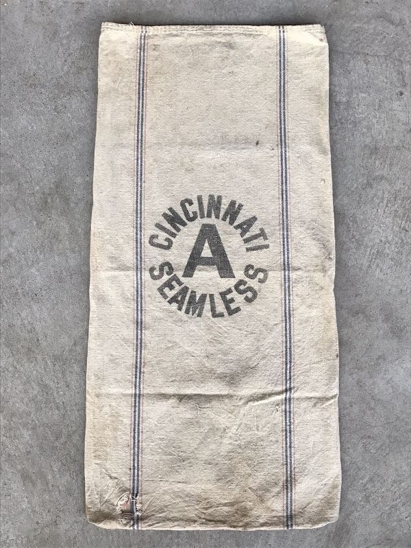 1930'S 40'S シードサック コットンサック ダッフルバッグ ステンシル CINCINNATI SEAMLESS 穀物袋 ずた袋 頭陀袋  ズタ袋 メールバッグ mailing bag アンティーク ビンテージ