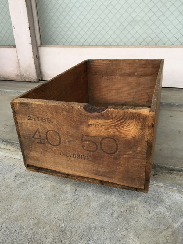 ウッドボックス　40-50　木箱　ストレージボックス　アンティーク　ビンテージ