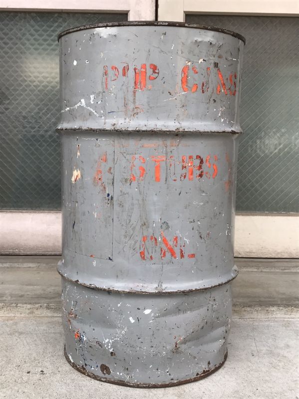 オイル缶 ステンシル 中型 ドラム缶 トラッシュカン ダストボックス シャビーシック/// ロストアンドファウンデーション 