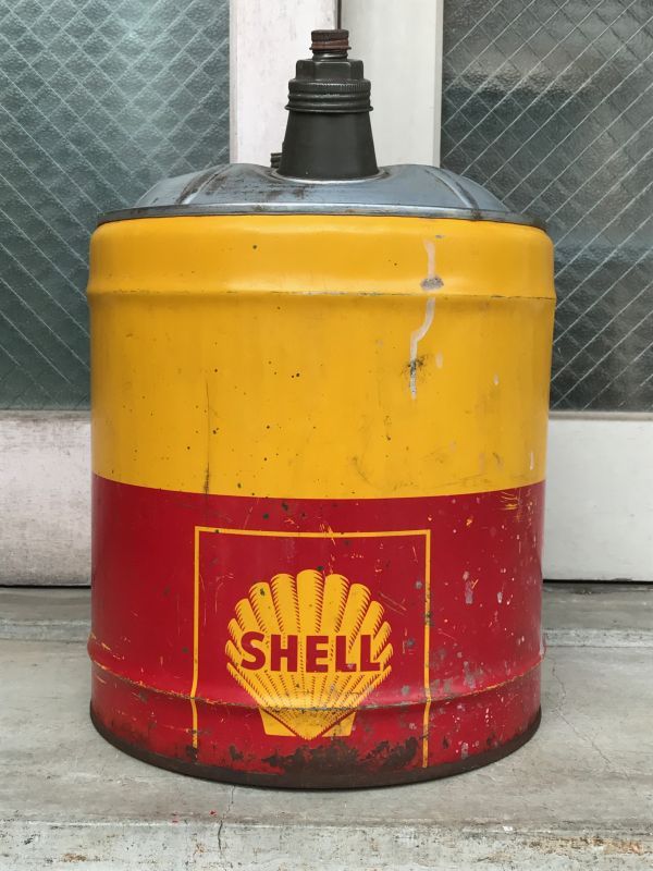 ガソリン缶 シェル SHELL オイル缶 大型/// ロストアンド