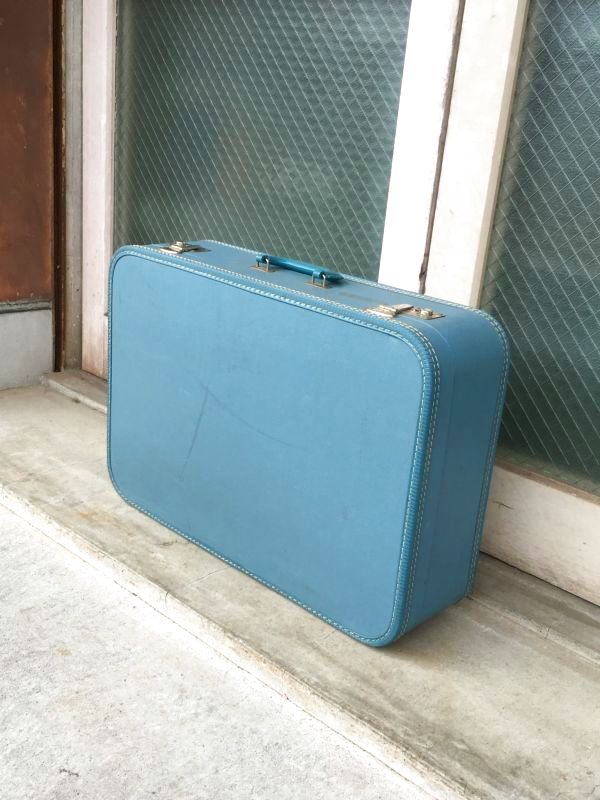 トランク スーツケース 撮影小物 店舗什器に ターコイズブルー