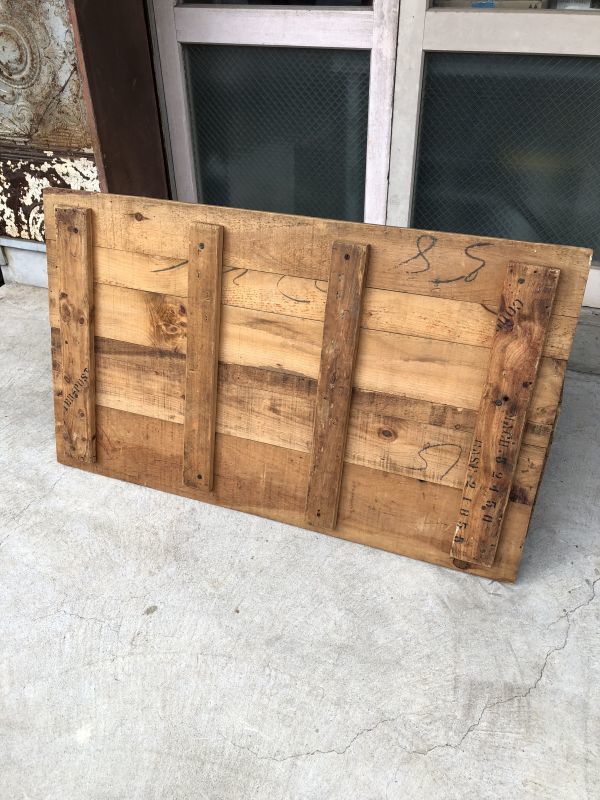 超超大型 ウッドボックス ステンシル シャビーシック 蓋付き 木箱