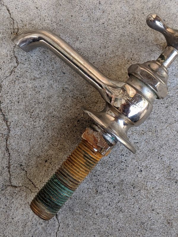 1910'S 20'S 30'S MULLER ビクトリアン 水道 蛇口 2本セット faucet TAP 水栓 ビンテージプランビング NON  MIXING COLD HOT 真鍮 クロムメッキ カバード アンティーク ビンテージ
