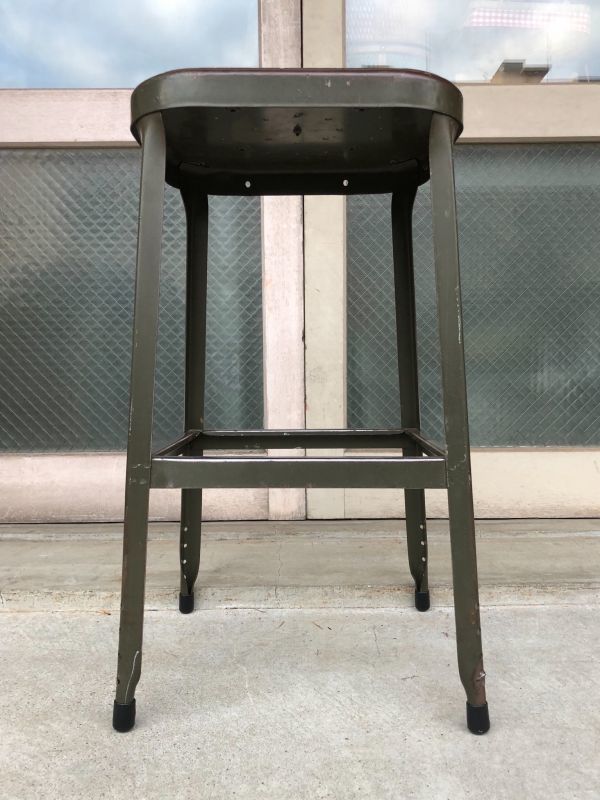 1950'S リオン リヨン FACTORY STOOL industrial メタルスツール スツール アイアン LYON AURORA,ILL.  /// ロストアンドファウンデーション ///-岡山市問屋町にてアンティーク家具、インダストリアル デザイン、ラスティックな店舗什器販売店のオンラインショップです。