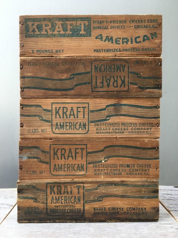 1930'S 40'S 50'S　CHEESE CRATE　チーズBOX　チーズクレート　ショップカード　ホルダー　名刺入れ　WINDSOR　 VELVEETA　KRAFT AMERICAN　ウッドボックス　ミニ 木箱　チーズボックス　アドバタイジング　アンティーク　ビンテージ