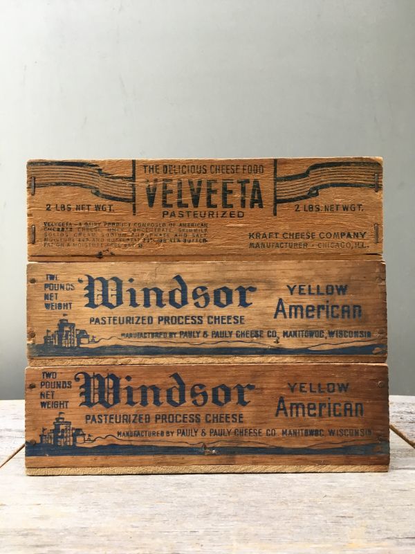 1930'S 40'S 50'S CHEESE CRATE チーズBOX チーズクレート ショップカード ホルダー 名刺入れ WINDSOR KRAFT  AMERICAN ウッドボックス ミニ 木箱 チーズボックス アドバタイジング/// ロストアンドファウンデーション /// 岡山市にてアンティーク 家具、ビンテージ雑貨とラ ...