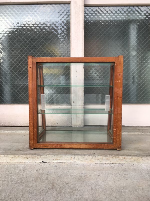 1940'S 50'S 木製枠 全面ガラス ショーケース 展示ケース ディスプレイ