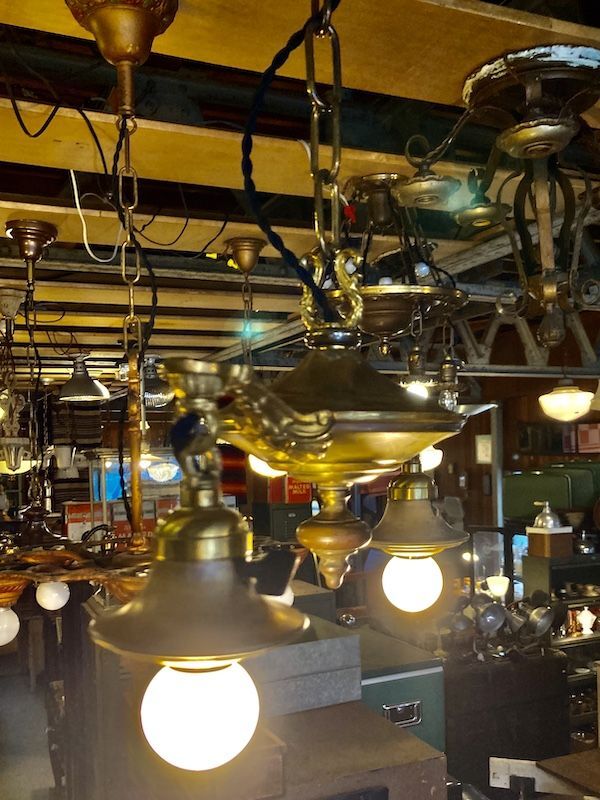1920'S30'S アールデコ シーリングライト パンランプ BRYANT 2灯 シャンデリア 真鍮 ベアバルブ スイッチ付 ソケットサラウンド  装飾 アンティーク ビンテージ