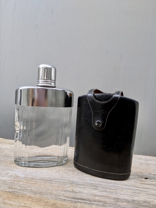 1950'S 60'S フラスク スキットル レザーカバー glass flasks leather ...