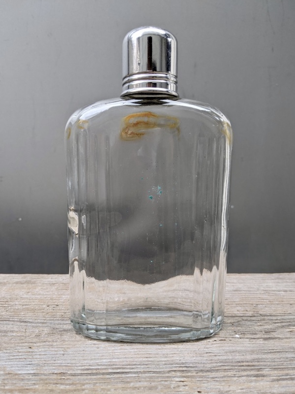 1950 S 60 S フラスク スキットル レザーカバー Glass Flasks Leather Cowhide Cases アルコールボトル ウイスキー ジン ウォッカ テキーラ ラム酒 酒瓶 アンティーク ビンテージ