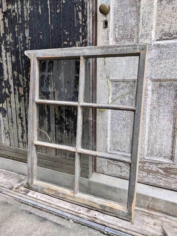 1910'S 1920'S 1930'S shabby chic シャビーシック 木枠ガラス 窓 6分割 木製 ビクトリアン アンティーク ビンテージ