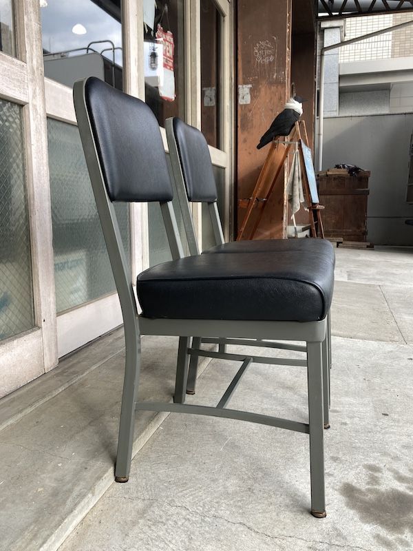 USミリタリースチール製チェアー椅 子ヴィンテージ古道具シャビー