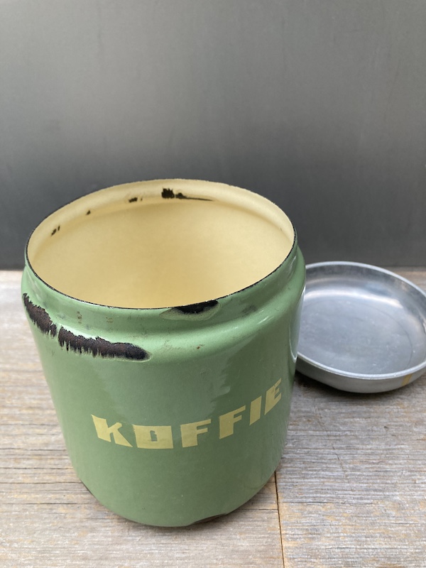 1940'S 50'S 60'S　ミッドセンチュリー　モダン　KOFFEE SUIKER THEE　コーヒー ティー シュガー　キャニスター　コンテナ　 容器　オランダ製　ミントグリーン　ホーロー　琺瑯　アルミニューム　アンティーク　ビンテージ