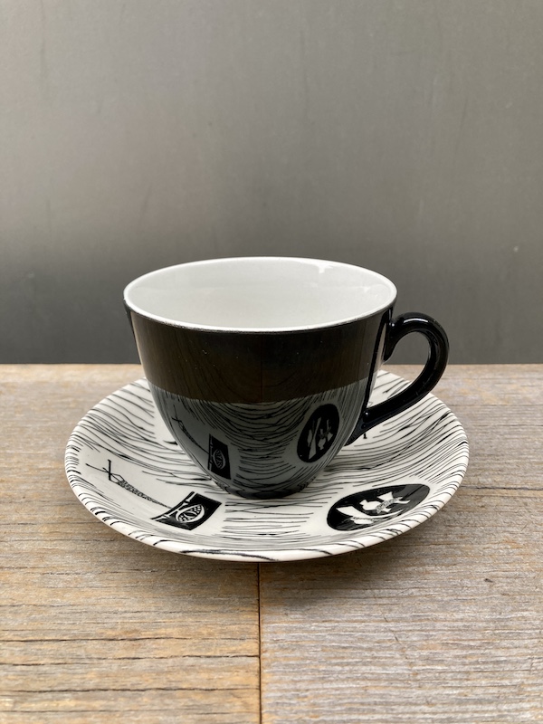 1950'S フィフティーズ ミッドセンチュリー カップ＆ソーサー Homemaker morning cup and saucer Ridgway  リッジウェイ Enid Seeney エニッド シーニー Robin Day イングランド製 アンティーク ビンテージ