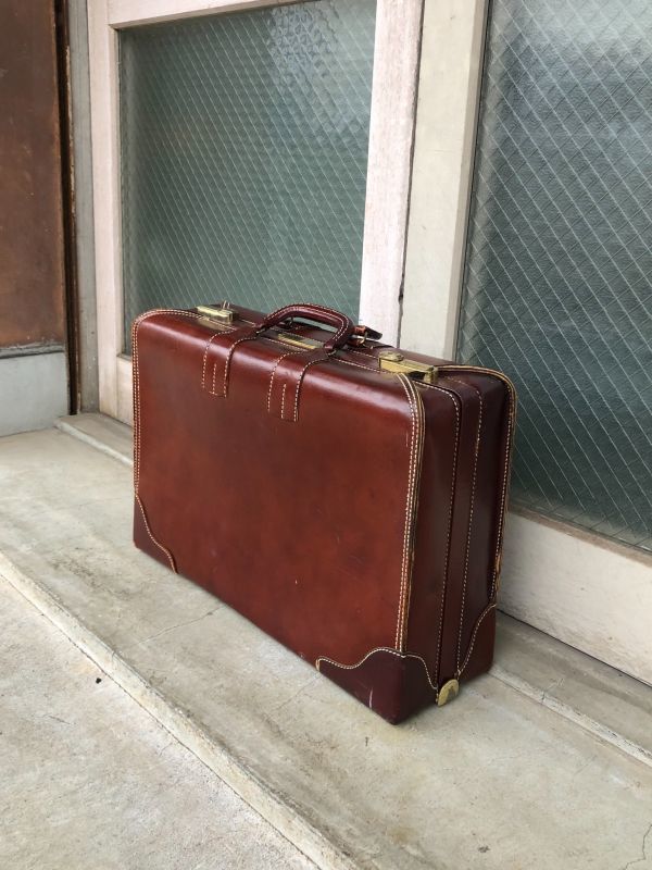 1950'S 60'S レザートランク スーツケース ラゲッジ 旅行鞄 カウハイド